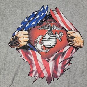 Mens Graphic T Shirt USMC Eagle Globe Anchor American Flag Ripped Print XL